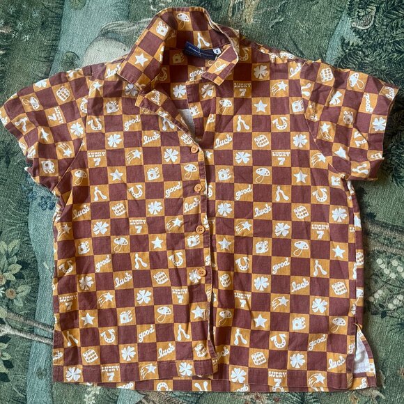 Big Bud Press Tops - Checkered Big Bud Press button up shirt - Lucky print (M)